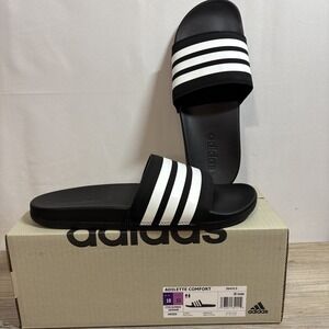 Adidas Adilette Unisex Comfort Shower Slides Men US 10 Women US 11 Black / White
